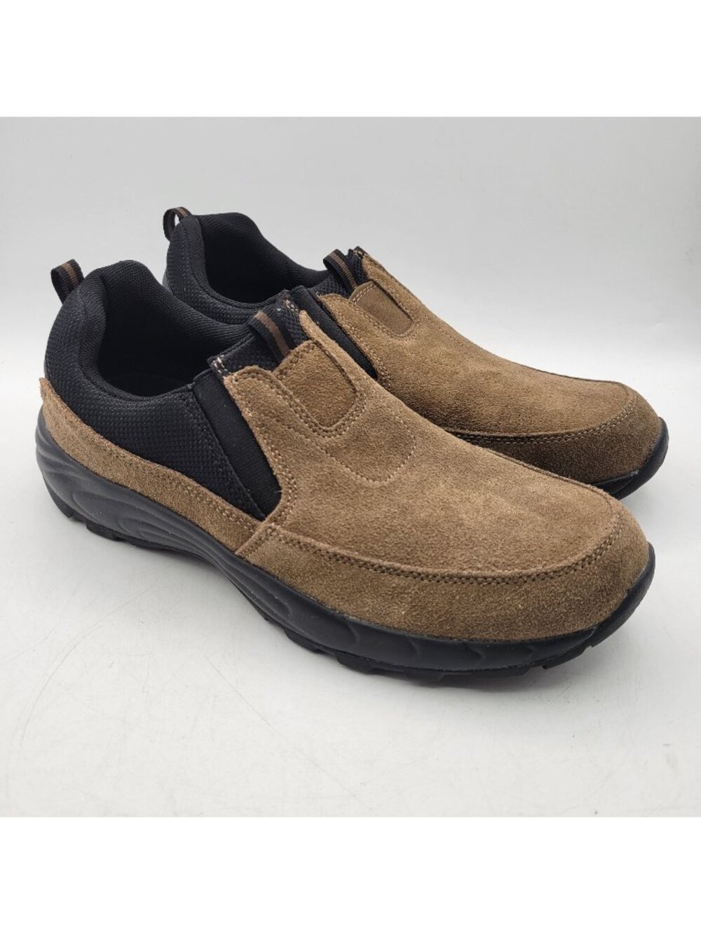 George Rugged Moc Slip On Comfort Shoes Brown Faux Suede Outdoor Hiking Men's 11